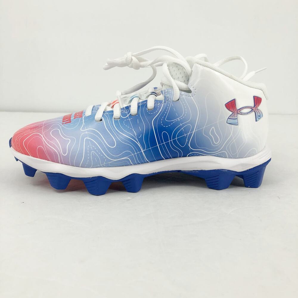 Under Armour Spotlight Fran RM 4 TX Football Cleats KIDS 5 Red White Blue NWOB - Picture 8 of 13